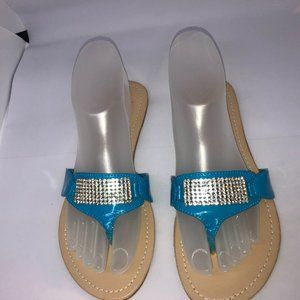Cookie Blue w/Bling Toe Thong Flip Flop Sandals‎ Women's 8